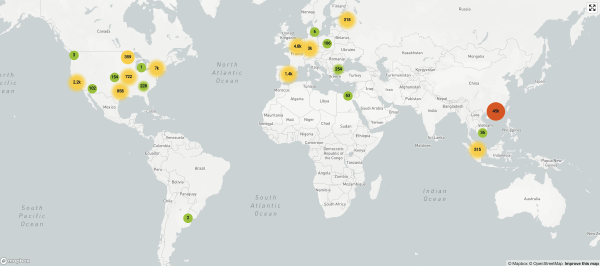 Geolocation of attempts as of 9:17am Eastern December 10, 2021